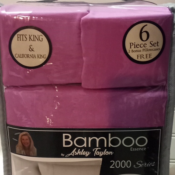 Bamboo Essence King Size Raspberry Pink- 6 Piece Sheet Set - Picture 4 of 10